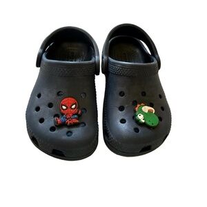 Crocs Navy Blue Clogs with Charms Size 8 Kids